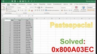 Solved Excel Pastespecial Error HResult 0x800A03EC after copy [upl. by Tellford549]