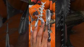 Pumpkin Carving Nails 🎃🔪 Spoon NaiLamp Sculpted ZigzAg Art IbThe Curse of Bridge Hollow on Netflix [upl. by Niawtna]