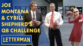 Joe Montana amp Cybill Shepherd Throw Footballs Into NYC Taxis  Letterman [upl. by Ahsats]