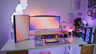 New Dual Monitor Layout RGB Lamps amp Quitting My FT Job ✨ Setup Diaries [upl. by Nnairret111]