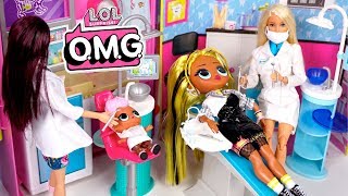 LOL Doll Family Visits The Barbie Dentist  LOL OMG Alt Grl Custom Family [upl. by Afatsum]