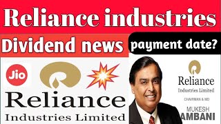 Reliance industries share Dividend payment date 2024 letast update stockmarket [upl. by Devinne]