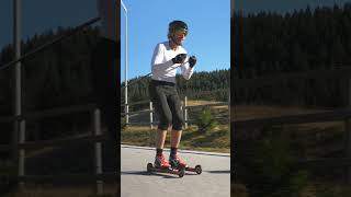 How to brake on Proga Rollerskis proga rollerski rollerskiswithbrake biathlon sport [upl. by Aztinaj]