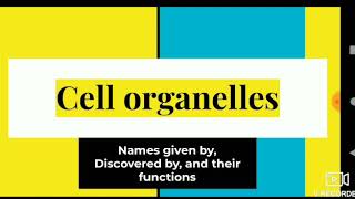 Cell Organelles  Names given by Discovered by and their functions [upl. by Conway]