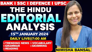 The Hindu Editorial Analysis 15th JANUARY 2024 Vocab Grammar Reading Skimming  Nimisha Bansal [upl. by Varuag448]