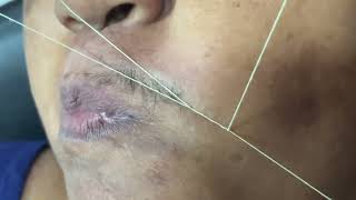 Upper lip threading tutorial  upper lip threading step by step for beginners [upl. by Rekyr]