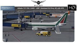 Prepar3D PMDG Alitalia 737700  LGAV ✈ LIRP  Custom ATC [upl. by Oika484]