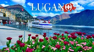 LUGANO SWITZERLAND🇨🇭Charming Swiss City Walking Tour in Spring [upl. by Oad]