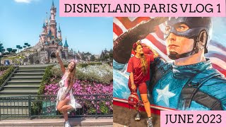 DISNEYLAND PARIS SUMMER 2023 VLOG 1  Marvel Hotel Check In Downtown Buffet amp Dreams Fireworks [upl. by Mathilda]