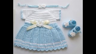 Vestido a crochet para recien nacida 0  3 meses muy fácil de hacer baby dress [upl. by Samuelson]