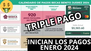 AVISO DE PAGO Beca Benito Juárez 2024 Enero Inician los Depósitos del Triple Pago de Beca [upl. by Draneb]