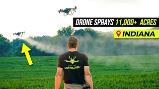 Drones Spray 11000 Acres in Indiana  Revolutionizing Agriculture [upl. by Ahseya]