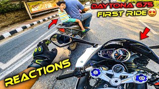 Daytona 675 First Ride Public Reactions 😍  Daytona 675 Review amp Performance [upl. by Nivrem]