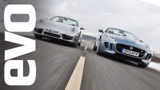 Jaguar Ftype vs Porsche 911 Cabriolet  evo TRACK BATTLE [upl. by Aihseuqram795]