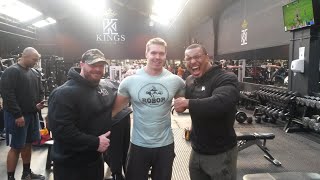 Larry Wheels and James Hollingshead Bench Press Kings Gym [upl. by Enajaras936]