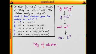 IMAT 2011  Q68 Chem  Solubility  Worked Solution [upl. by Anirdnaxela769]