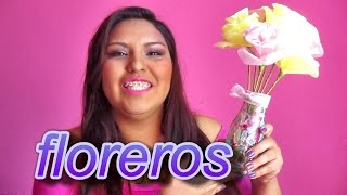 FLORERO RECICLADO CON FLORES DE PAPEL CREPE DIY [upl. by Eityak]