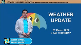 Public Weather Forecast issued at 4AM  March 7 2024  Thursday [upl. by Arria]