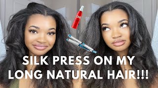 SILK PRESS ON MY LONG NATURAL HAIR [upl. by Ayhtin]