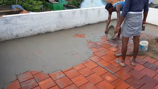 Amazing cool roof Technologyhow to apply cool roof tile joint fillup and clean upusing by mortar [upl. by Haceber]