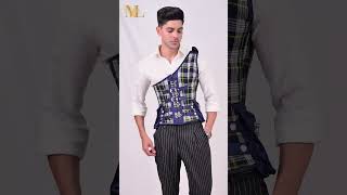 quotNavy Blue Tartan Mens Corset Vest with Satin and Shoulder Strap  Gothic Waist Trainer [upl. by Nellaf]