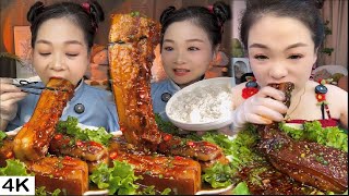 Mukbang Eating Show  Braised Pork With RiceChinese Food 4K Video [upl. by Shelley752]