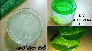 How To Make Aloe Vera Gel At Home In Telugu With Eng Sub  Homemade Aloe Vera Gel For Hair And Skin [upl. by Mlohsihc]