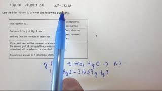 73b Calculating the heat of reaction from molar reaction enthalpy and the mass of a reactant [upl. by Peonir]