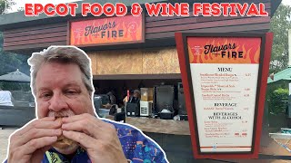 Trying foods from the Flavors From Fire booth at Epcots Food amp Wine Festival [upl. by Ahsart]