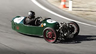 1929 Morgan Super Aero amp 1934 Hale Morgan 3Wheelers racing on Swiss historic hillclimb [upl. by Lipscomb]