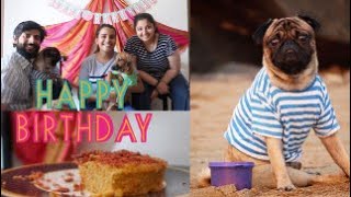 CELEBRATED OUR PUG’S 5th BIRTHDAY  BAKED A DOGS’ CAKE WITHOUT OVEN WITH FULL RECIPE [upl. by Caasi215]