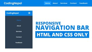 How to Create Responsive Navigation Bar using HTML and CSS [upl. by Martelle]