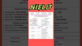 NIELIT New Requirement 2023  National Institute of electronic and information technology [upl. by Monagan]