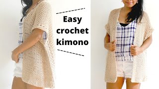 Crochet kimono cardigan pattern linen stitch kimono DIY tutorial [upl. by Gnanmos]