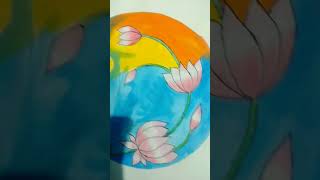 Lotus drawing on 8cm circle  music remix drawing colors artwork [upl. by Nele458]