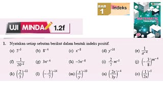 KSSM Matematik Tingkatan 3 Bab 1 indeks hukum indeks uji minda 12f no1 buku teks form 1 pt3 [upl. by Pero]