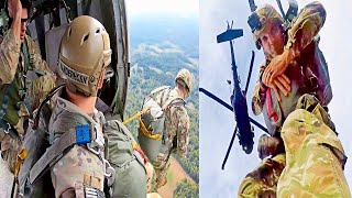 US Army Rangers Jump from Black Hawk Helicopter with MC6 Parachute [upl. by Sladen]