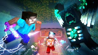 HEROBRINE VS WARDEN  Herobrine’s Pillager and Zombie Army vs Warden Minecraft Animation Movie [upl. by Kittie]