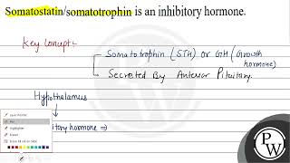 Somatostatinsomatotrophin is an inhibitory hormone W [upl. by Acnalb340]