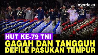 FULL Defile Pasukan TNI di HUT ke79 Gagah amp Tangguh Dihormati Jokowi hingga Prabowo [upl. by Alurta]