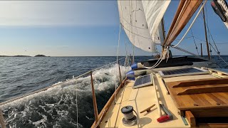 Into the Fog Becalmed amp Broad Reach Sailing Engineless Wooden Boat Sailing Eleutheros EP42 [upl. by Seaden39]