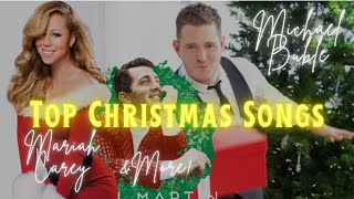 Best Christmas Songs Mariah Carey Bublé Wham Whitney Houston amp More  1h Fireplace Ambience [upl. by Immot695]