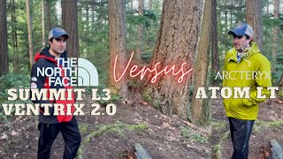 The North Face Summit L3 Ventrix 20 Vs Acrteryx Atom LT Active Layer Breathable Soft Shell Battle [upl. by Hayne]