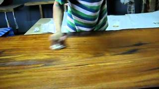 Teak Oil Hand Rubbed Finish on Rosewood Live Edge Slab Dining Table [upl. by Grishilda53]