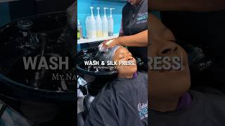 Wash and Silk Press On My Natural Thick Hair Atlanta edition [upl. by Carnay520]