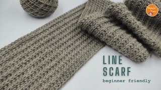 Crochet Scarf for Men  Easy Crochet Pattern for Beginners  Ribbed Line stitch for blankets scarf [upl. by Atinnek]