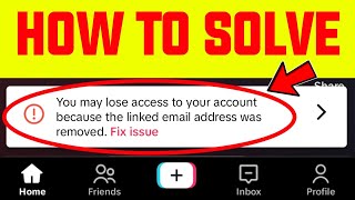 you may lose access to your account tiktok problem solve 2024  Tiktok Email Linked Problem [upl. by Ehrlich]