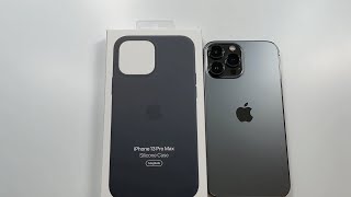 Official Apple Silicone Case Black for iPhone 13 Pro Max Unboxing and Review [upl. by Cirdor]