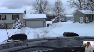 Beginners Snow Plowing a Driveway with a Meyers Lot Pro Plow One Foot or More Lake Snow [upl. by Sarene]