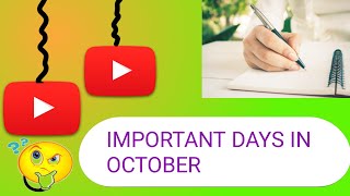 Important Days In October  Important Days  General Knowledge [upl. by Ylrebmi]